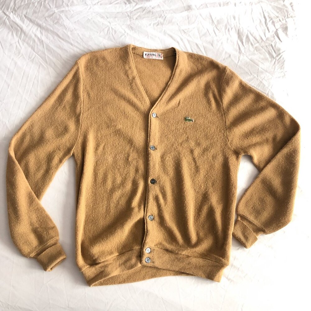 Tan/Camel 80's Izod Cardigan Sz Large